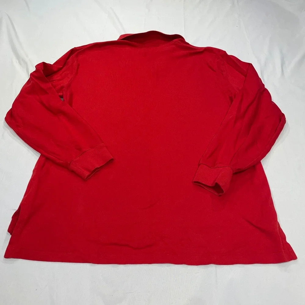 Polo Ralph Lauren Mens Red Long Sleeve Polo Shirt Green Pony Logo Size L